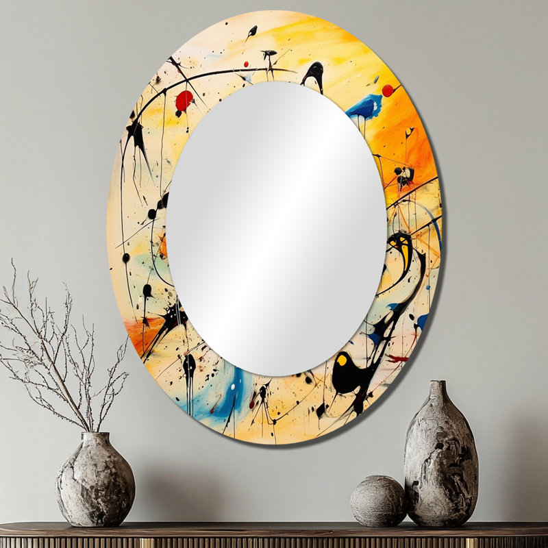All That Jazz Colorful Joy I - Yellow Oval Wall Mirror Decor, 40" x 30"