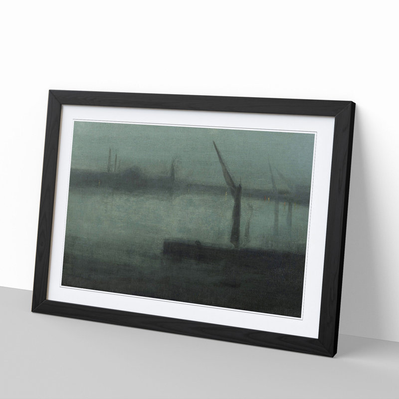 The Nocturne Blue and Silver by James Mcneill Whistler - Picture Frame Painting, 36cm H x 48cm W x 2cm D, Black Framed