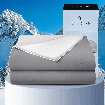 Luxclub Ice Cool Comforter – Soft Cooling Bed Comforter For Hot Sleepers, Lightweight & Breathable All-Season Duvet, Grey Queen