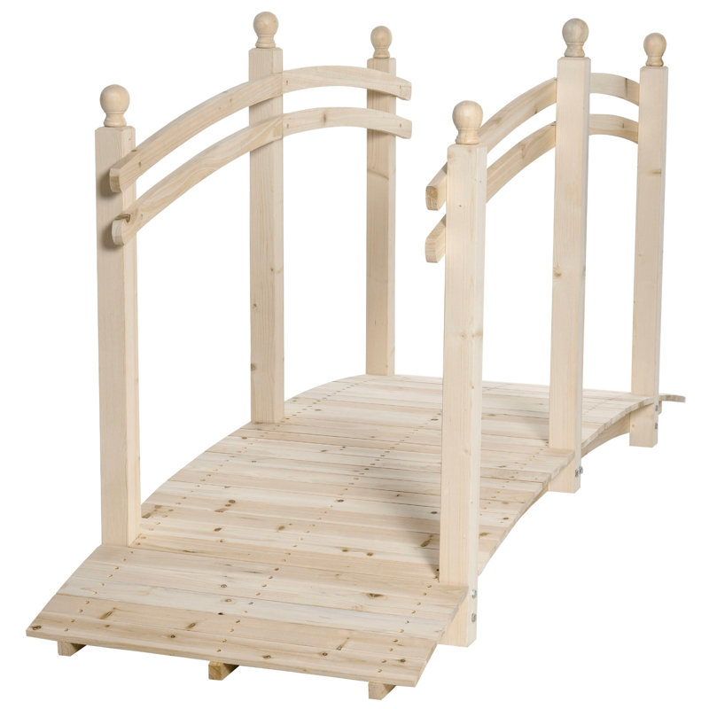 Passerelle de jardin en bois de sapin 7,5 pi avec rampes latérales