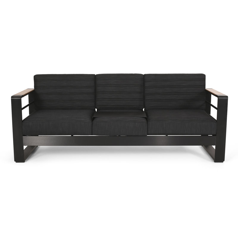 3 Seater With Aluminium Build And Non-absorbent Seat Covers, Black Couch Framework Materials