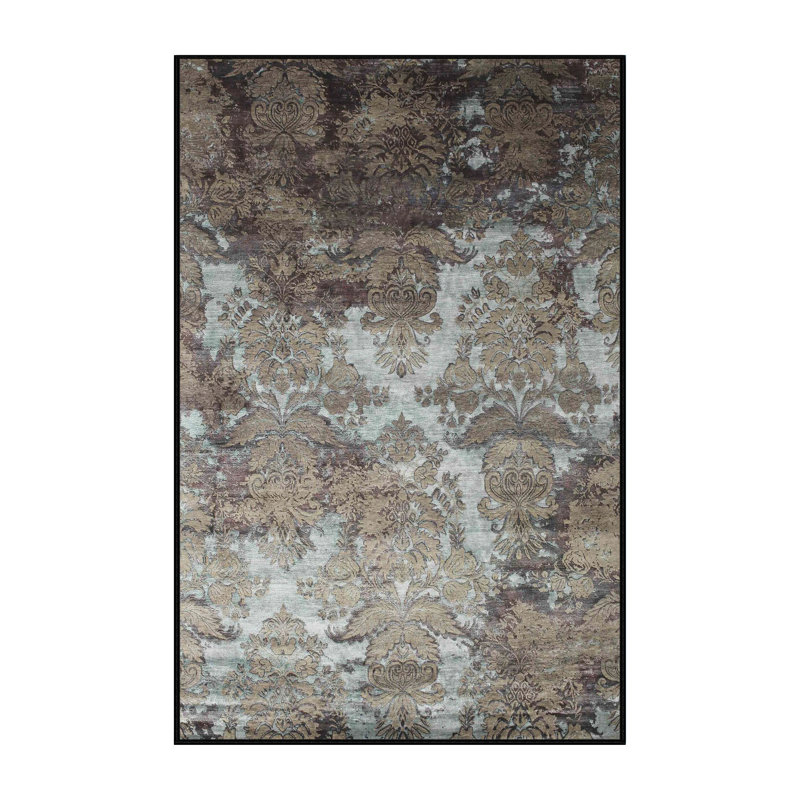 Tapis noir/bleu zone contemporaine, Rectangle 8 pi x 10 pi