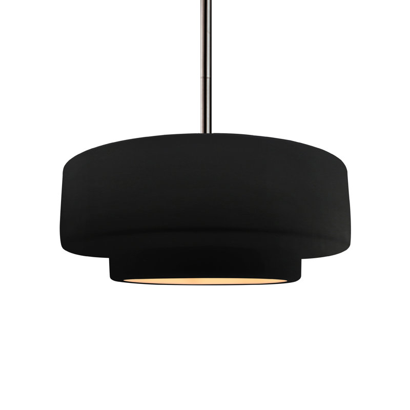 Luminaire suspendu à 1 lumière Meydan, Noir carbone mat / or champagne, H 5,25 po x l 14,5 po x P 14,5 po, Nickel brossé