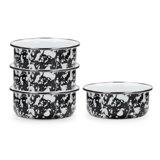 Black Swirl Enamelware Soup Bowl