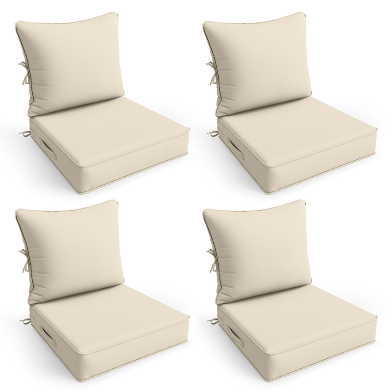 Ensemble de coussins de siège d'extérieur l 22 po x P 24 po, coussins d'extérieur seulement, 4, Beige