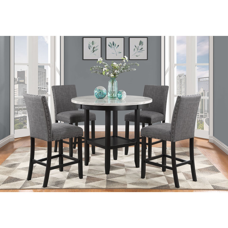 Tabouret de bar Marian (ensemble de 2), Siège gris / cadre noir