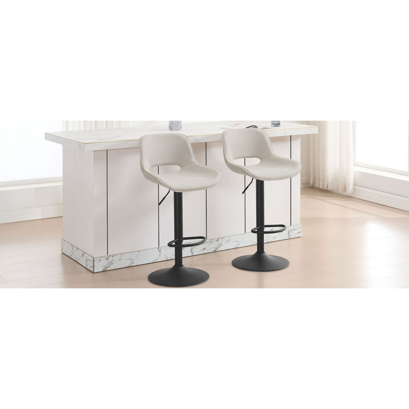 Swivel Upholstered Adjustable Height Counter Stool with Metal Frame, Beige