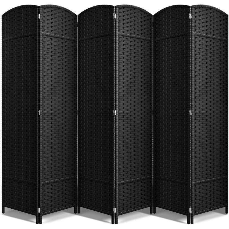 Paravent pliable à panneau double articulé Sorbus, 6 panneaux, noir, Noir, 6