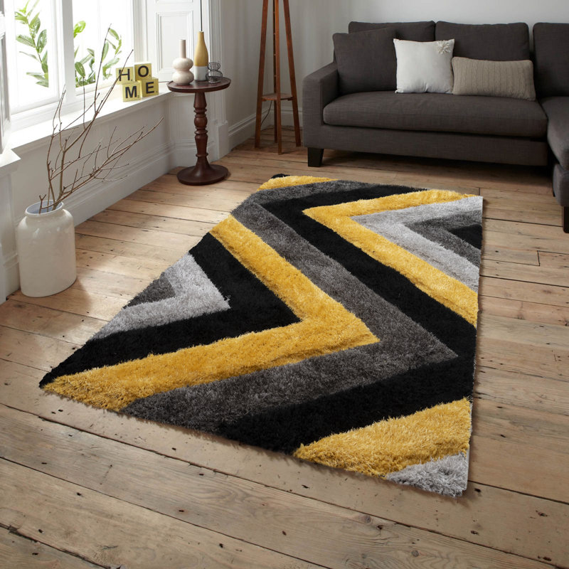 Jaxsone Chevron Hand Woven Shag Area Rug, Rectangle 120 x 170cm