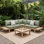 Ensemble de conversation modulaire pour 5 personnes avec coussins et table basse Abhipa (foyer non inclus)