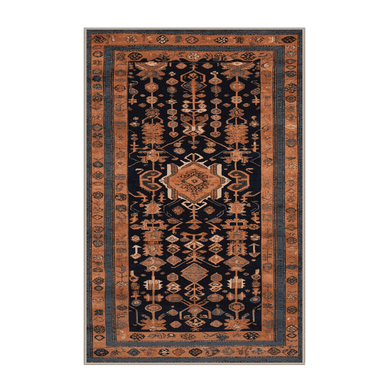 Tapis brun turc lavable à la machine, Rectangle 5 pi x 7 pi