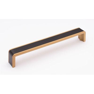 Fusion 8" CTC Matte Black/Satin Brass Decorative Cabinet Hardware Bar Pull