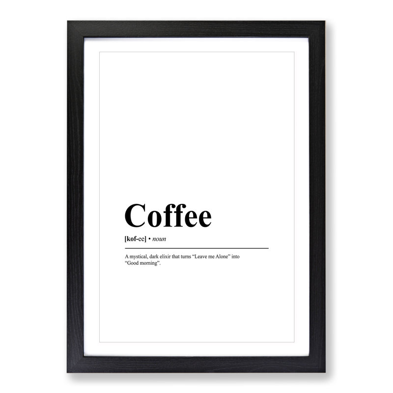 Dictionary Coffee - Picture Frame Typography, 48cm H x 36cm W x 2cm D, Black