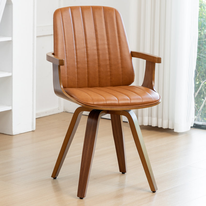 Chaises de salle à manger pivotantes modernes en cuir, Brun
