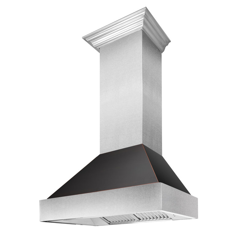 Hotte murale en acier inoxydable satiné à conduit 36 po ZLINE, Bronze huilé, bronze