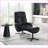 Recliner Motion Swivel Accent Chair with Ottoman | Top Grain Leather | Black