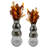 Set of Two Decorative Modern Silver Gourd Stacked Handmade Glass Flower Vase
