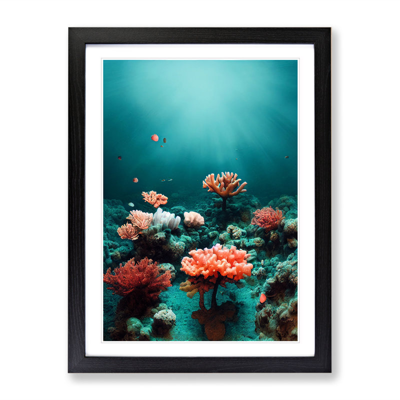 XV1022-4498X The Coral Reef - Single Picture Frame Print, 46cm H x 34cm W x 2cm D, Black Framed
