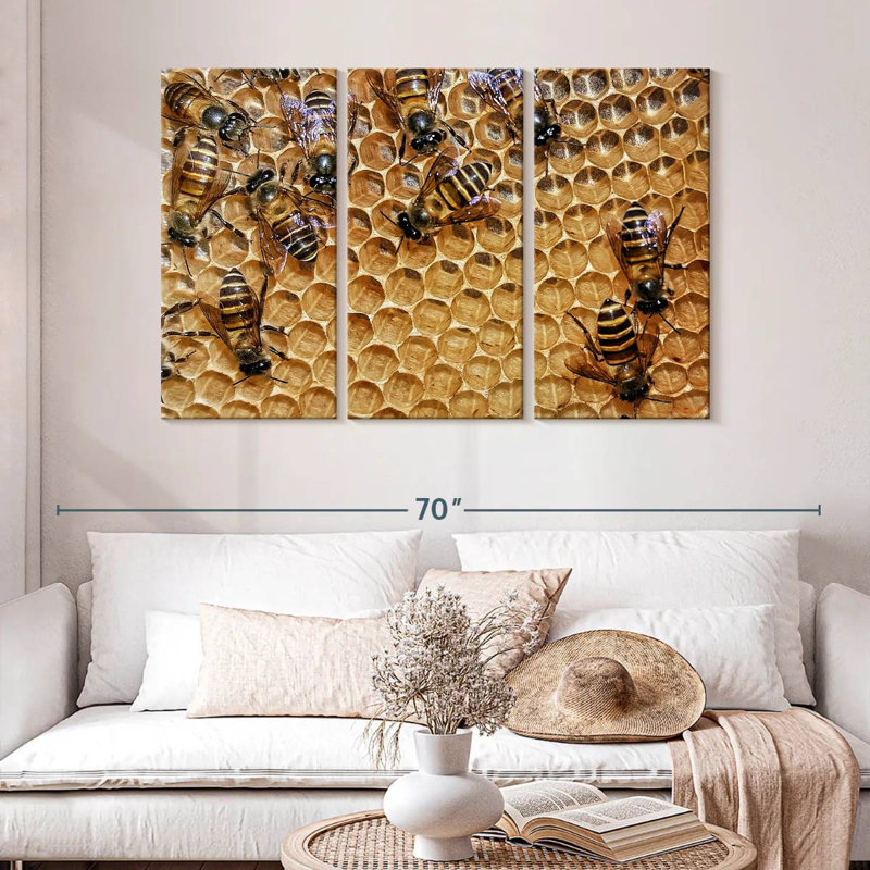 Brampt Honeycomb Bees, 32" H x 50" W