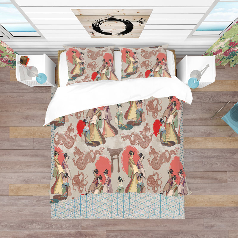 Ensemble de housse de couette éclectique ivoire / crème en microfibre, Housse de couette très grand + 2 taies décoratives