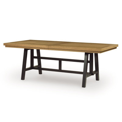 Dani Dining Table, 84-120 Inch Extendable Leafs, Oak Brown And Black