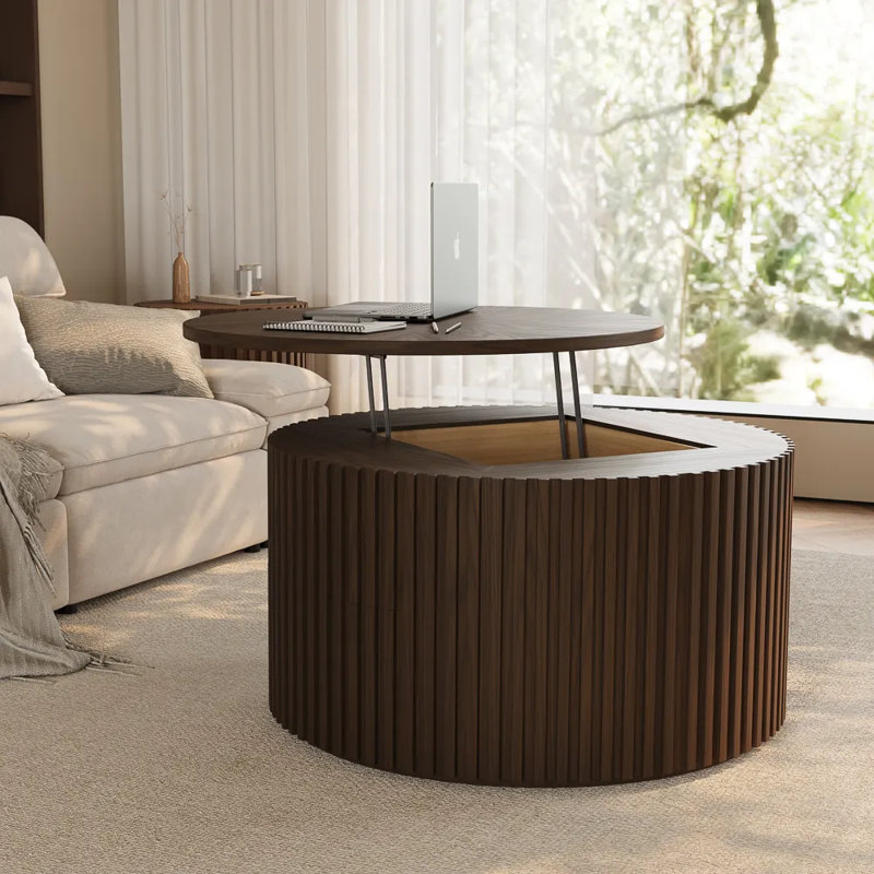 Silva - Table basse à plateau relevable, H 17,72 po x L 31,5 po x l 31,5 po, Noyer