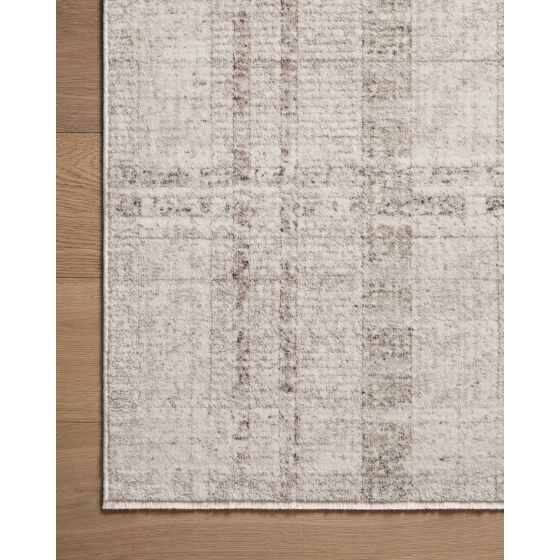 Ivory and Multi Flat Woven Plaid Runner Rug 2'-7" x 10'-0"