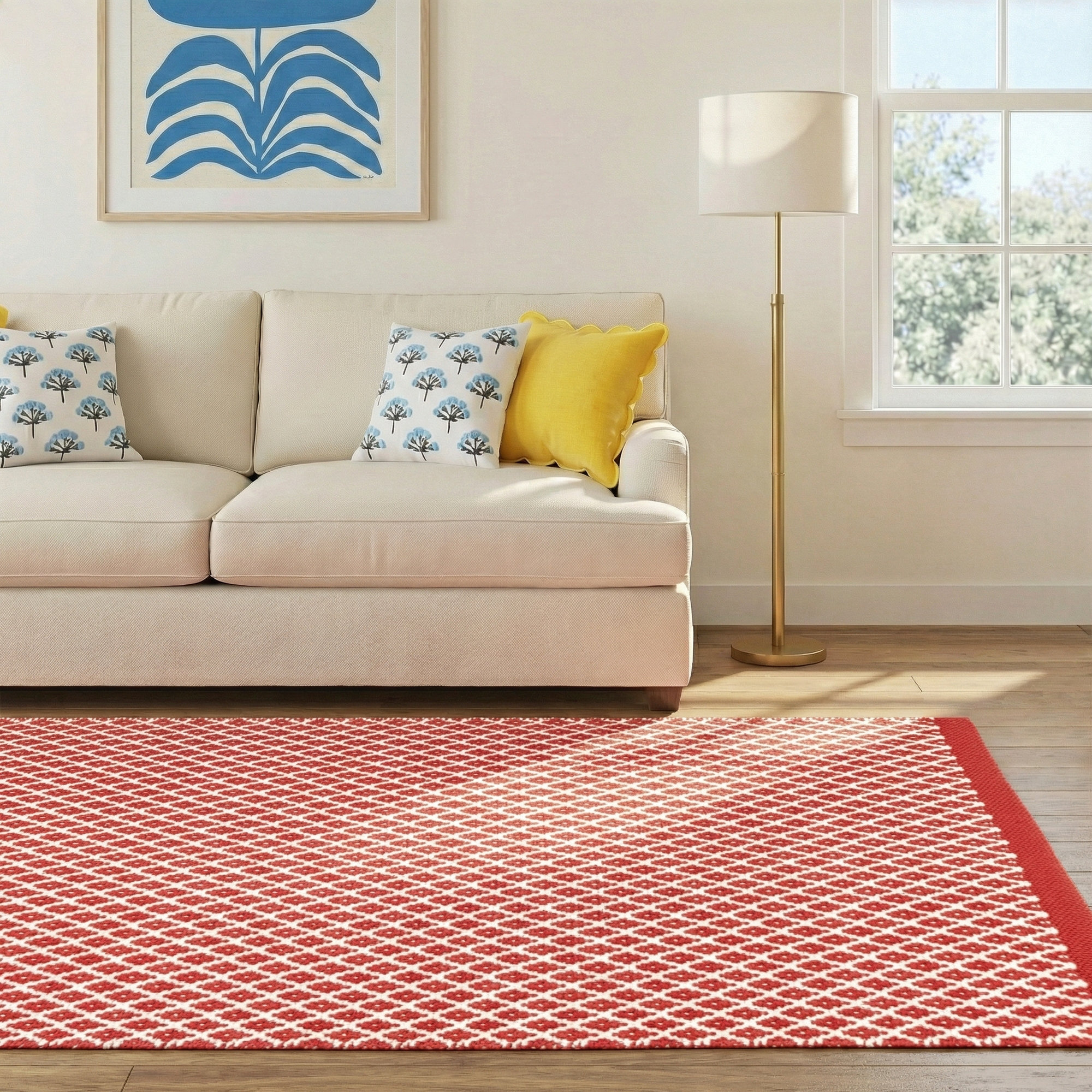 Mainsail Red Handwoven Indoor/Outdoor Rug, Rectangle 5' x 8'