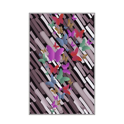 Tapis tissé élégant, 5,2 x 7,5 pieds | 100% polyester, hauteur des poils de 0,3 po, antibactérien, envers en PVC antidérapant | Lavable à la machine, impression numérique 3D | Parfait pour le salon, la chambre à coucher et la décoration intérieure