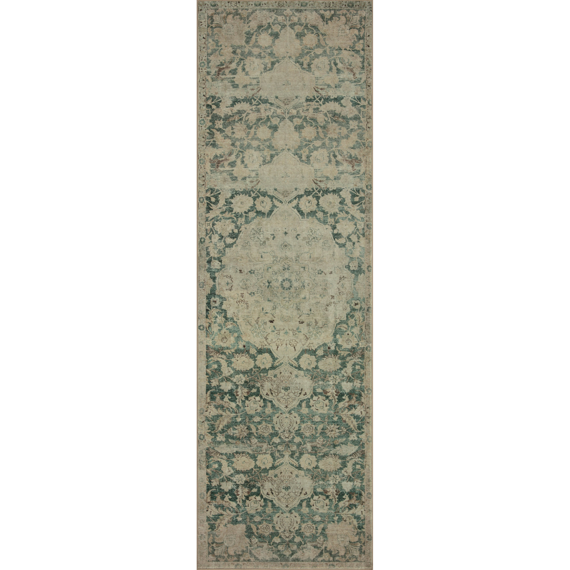 Magnolia Home By Joanna Gaines X Loloi Sinclair Machine Washable Jade / Sand Area Rug, Runner 2'3" x 11'6"