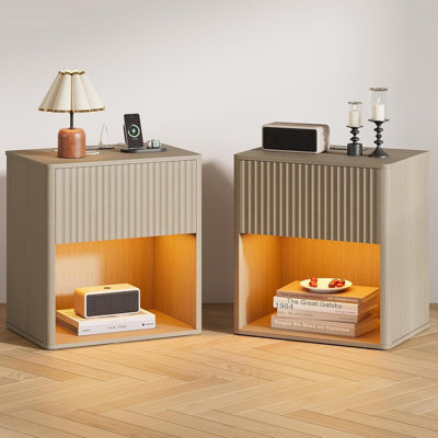 22.6cm W Manufactured Wood Bedside Table