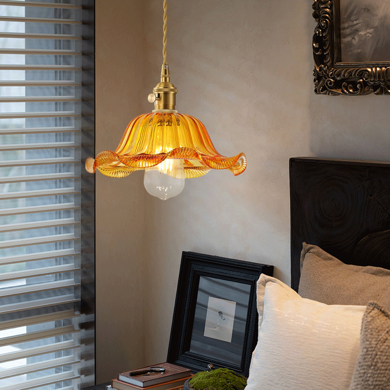 1-Copper colored iron glass dimmable pendant light