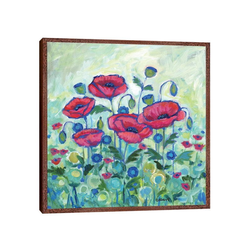 Floral XVIII 1 Piece Painting on Canvas, 93.98cm H x 93.98cm W x 3.81cm D, Classic Brown Wood Floater Framed