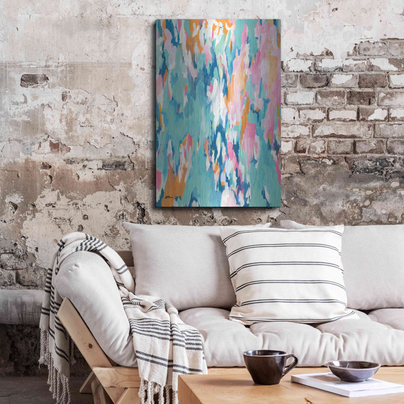 «Abstract Aqua» par Jessica Mingo, H 36 po x l 24 po