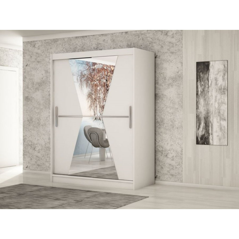 Bromberg 2 Door Manufactured Wood Wardrobe, 200cm H x 180cm W x 62cm D, White