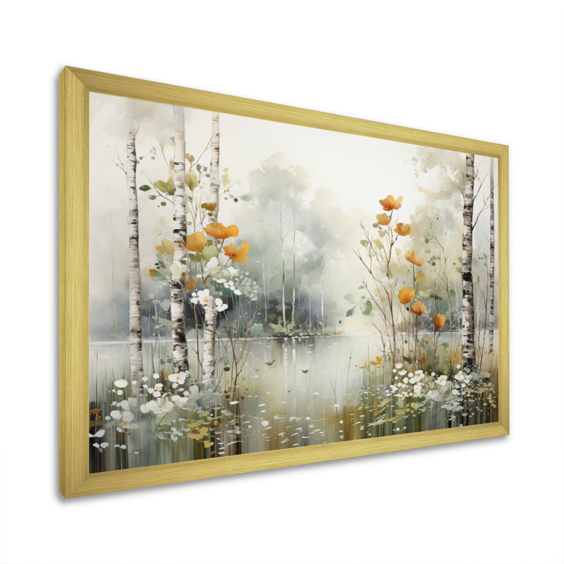 Binimal minimalisme forêt bois I - impressions sur toile forêt, H 24 po x l 32 po x P 1 po, Cadre doré simple