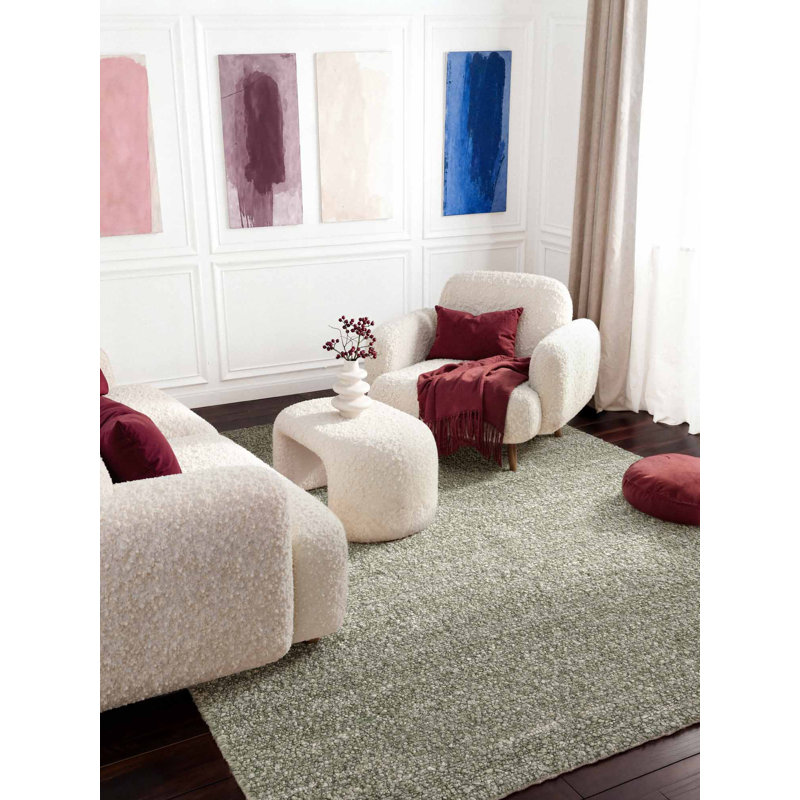 Hand Woven Area Rug, Rectangle 160 x 230 cm, Green