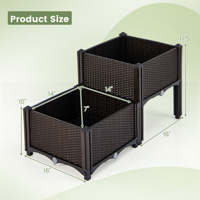 Terrie Outdoor Planter Vertical Elevated Raised Garden Bed Planter Box Kit For Backyard Patio, 2