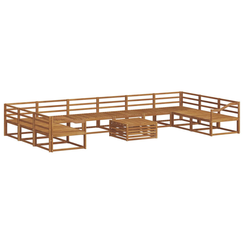  Outdoor Sofa Set 11 Pcs Natural Solid Acacia Wood