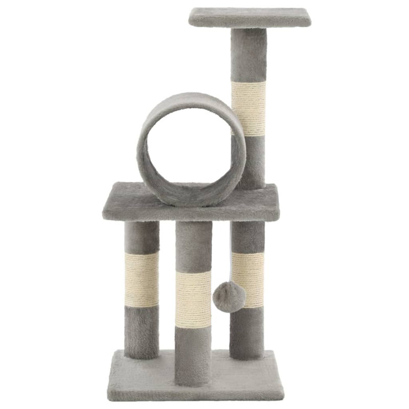  Arbre à chat gris, panneau de particules, peluche, corde de sisal moyenne durable