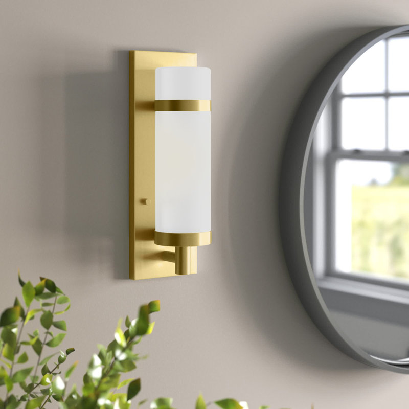 Plafonnier encastré à intensité variable 1 lumière Asencion, Laiton satiné, H 13,5 po x l 4,5 po x P 4 po