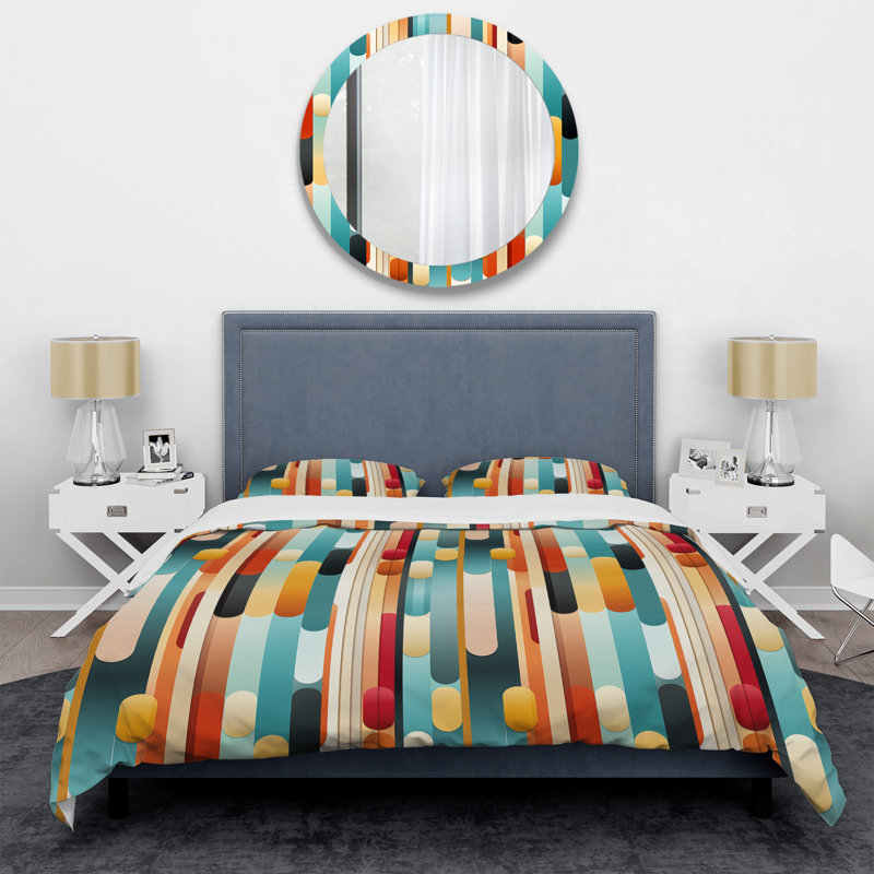Amont Midcentury Modern Geometrics - Ensemble de housse de couette Midcentury - Microfibre de polyester
