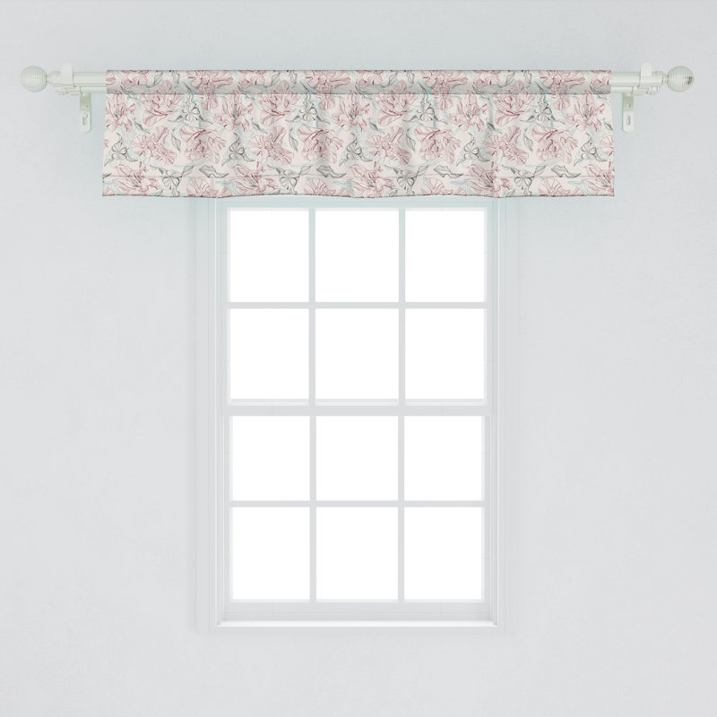 Champagne Pale Rose Floral Satin Rod Pocket Valance, 42" x 12"