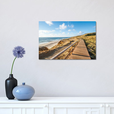 Wooden Boardwalk Along The North Sea Coast, Sylt, Schleswig-Holstein, Germany by Jan Becke - Wrapped Canvas Print