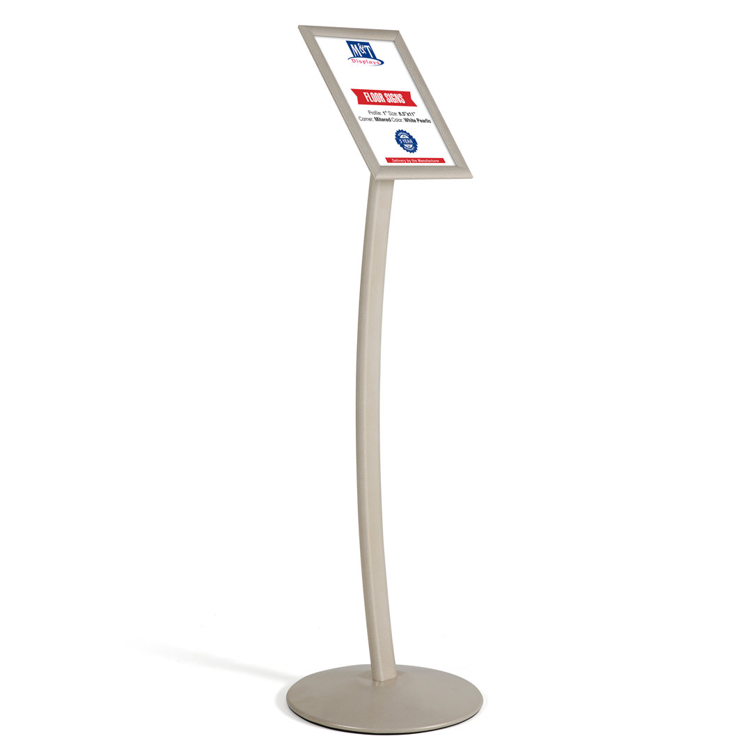 M&t Displays Curved Menu Board, Pedestal Sign Holder Restaurant Menu Board Floor Standing 8.5x11 Copper MT Displays 