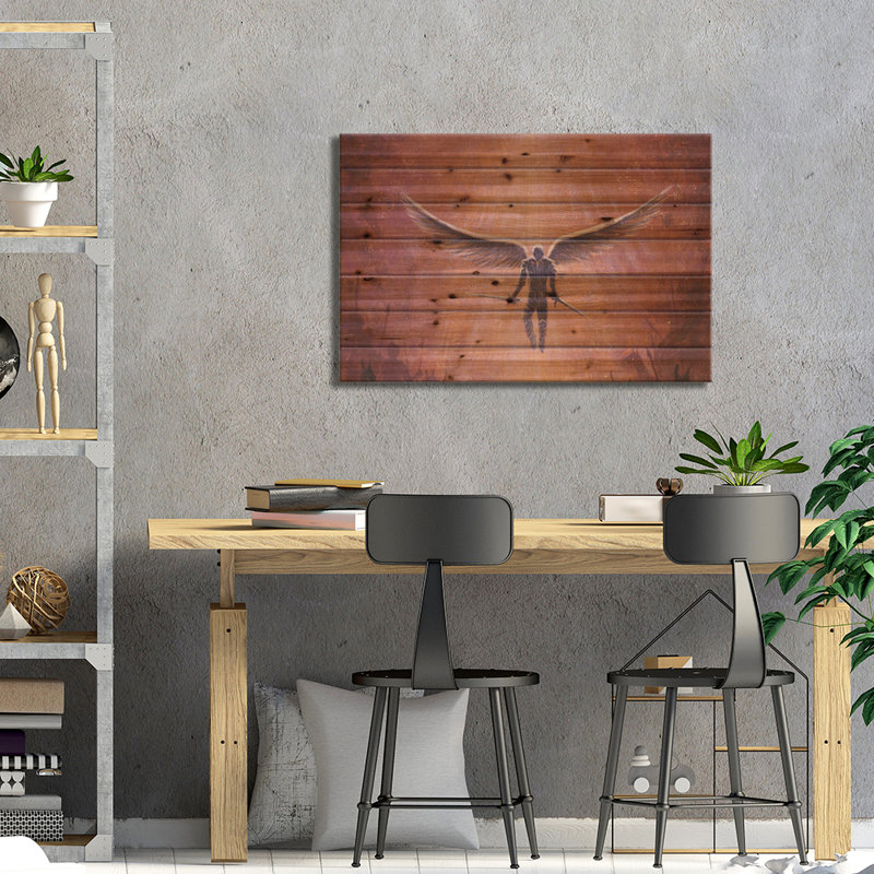 Ange, fantaisiste, art onirique, H 18 po x l 26 po x P 1,5 po