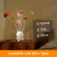 Lampe de table - Aluminium 4 roses rouges 6 pétales floraux 2 boutons floraux rouges / argentés sur un vase moderne chromé 4 carrés Hexagona