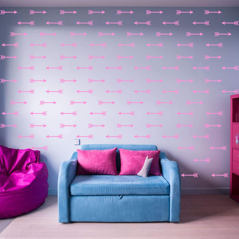 Décalcomanie murale flèches, H 1,5 po x l 7,5 po x P 0,6 po, Rose