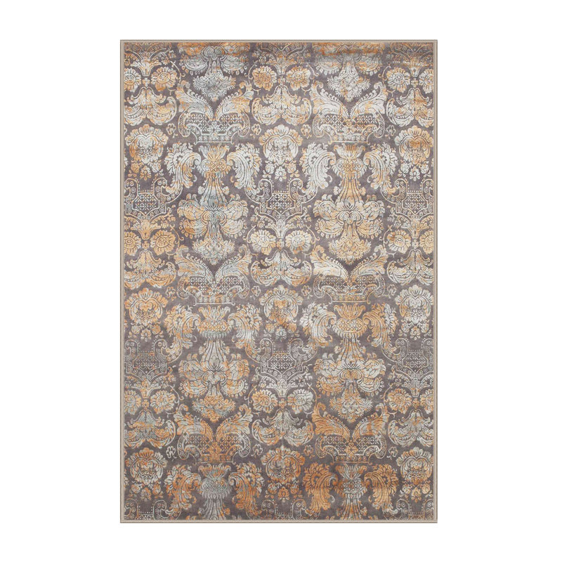 Tapis gris/brun/noir contemporain, Rectangle 2 pi x 5 pi