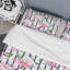 Fleurs tropicales roses et blanches - Ensemble de housse de couette abstrait - Microfibre de polyester